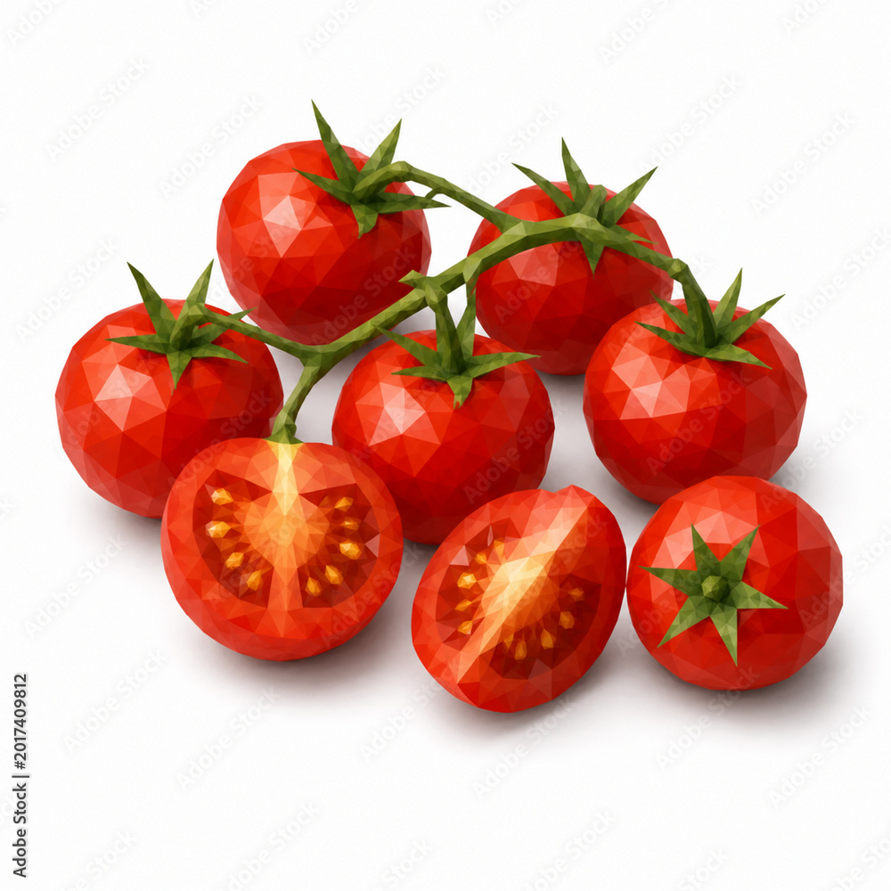 Fototapeta premium tomatoes on a vine low poly