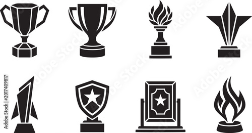 Tableau sur toile Champion Trophy and Achievement Award Icon Set