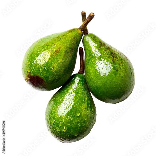 Long Neck Avocados Isolated on White Background