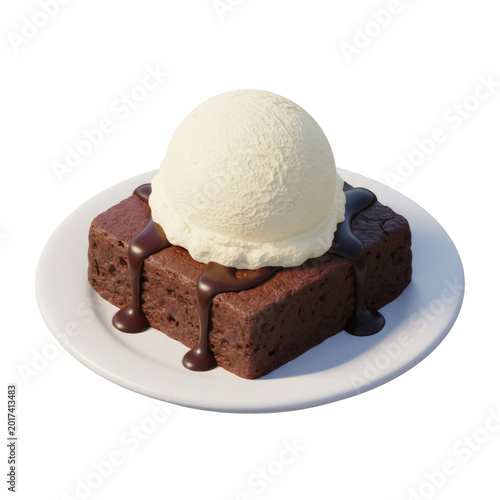 Brownie a la Mode, isolated on a transparent background