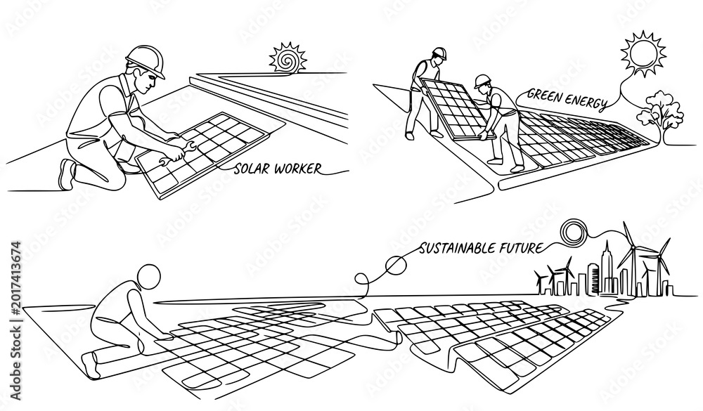 Fototapeta premium Solar panel installation for a sustainable future with green energy solutions