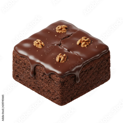 Isometric Brownie Square, isolated on a transparent background
