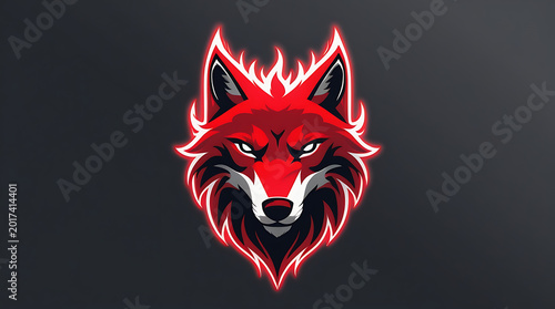 red Flame Wolf Head Logo Vector with Modern Esports Mascot Style	