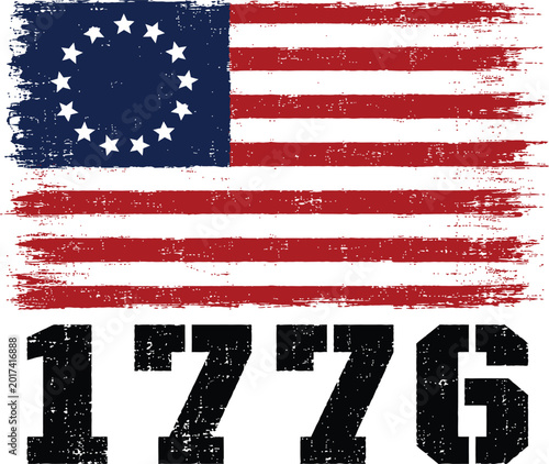 Tableau sur toile 1776 Betsy Ross American Flag Patriotic Vintage Design