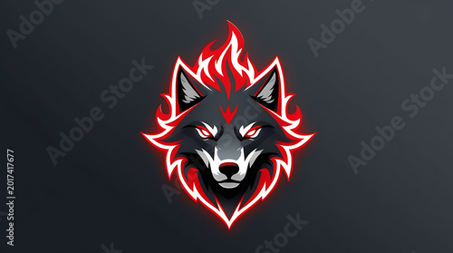 red Flame Wolf Head Logo Vector with Modern Esports Mascot Style	