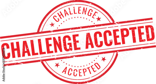 Round Challenge Accepted Red Rubber Stamp Vector Circular Graphic Icon