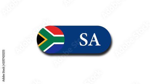 South Africa Flag Badge Button Icon With 'SA' Lettering on Blue Rounded Banner
