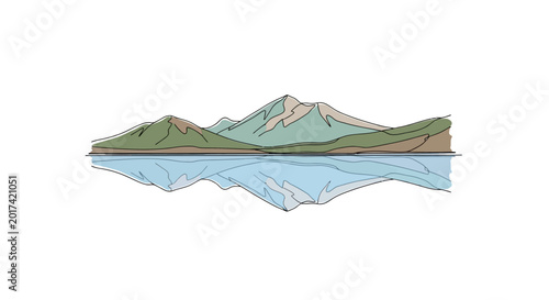 Schilderij op canvas Mountain range landscape with water.