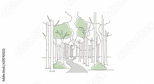 Tableau sur toile Woman Walking on a Forest Path.