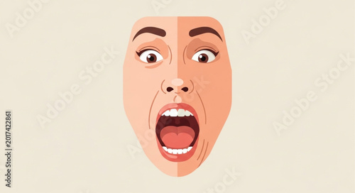 Fotografie Surprised Man Face Expression Closeup.
