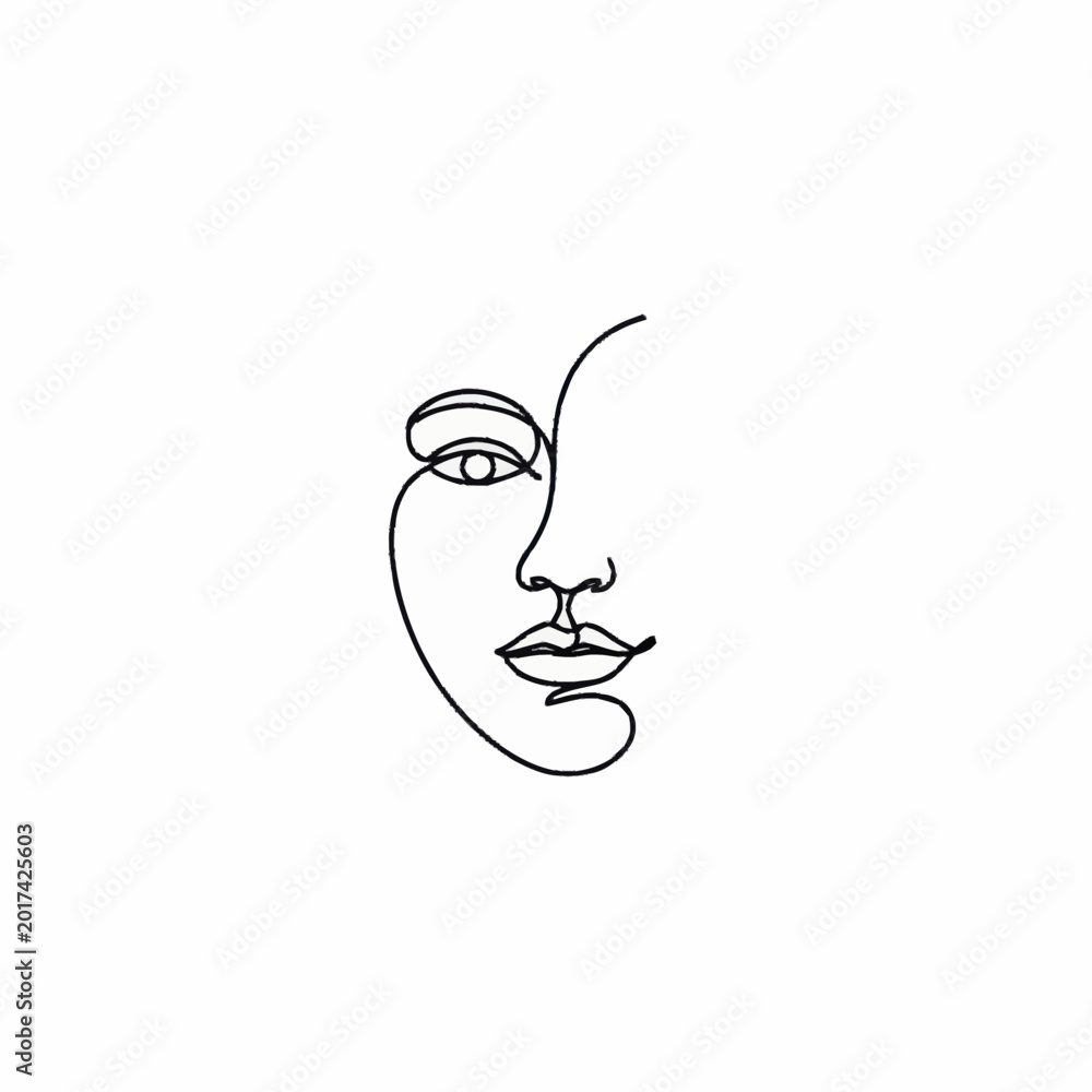 Obraz premium Minimalist line art drawing of a womans face.