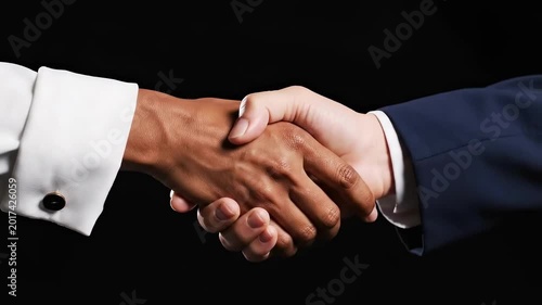 Diverse Business Handshake on Black Background