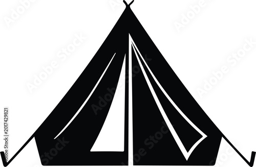 Minimalist camping tent icon for outdoor adventure, hiking basecamp, and mountain tourism illustration isolated 