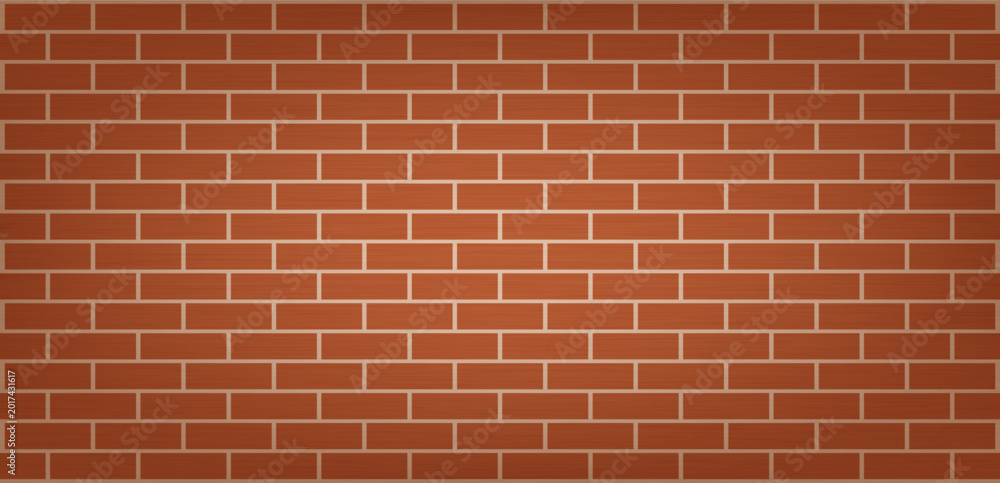 Fototapeta premium Classic Red Brick Wall Pattern with Horizontal Staggered Rows and Light Mortar Lines