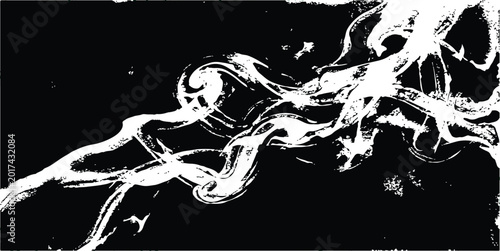 Fotografía Black horse and rider silhouette vector illustration in grunge ink style on dark