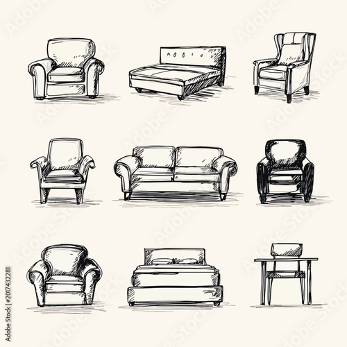 Collection of various furniture pieces.