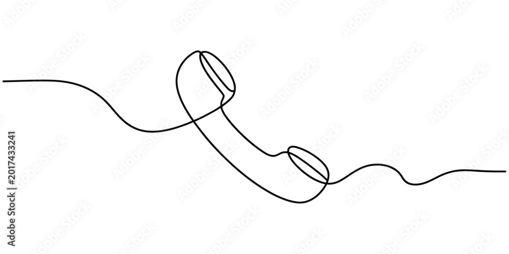 Obraz premium Continuous single line drawing of an old telephone handset