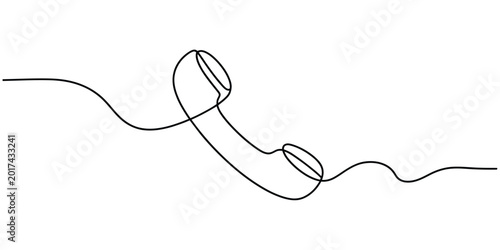 Tableau sur toile Continuous single line drawing of an old telephone handset