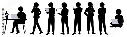 Εκτύπωση καμβά Silhouettes show people in various work-related poses