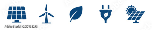 Foto Green Energy Solid Icon Set, Renewable Energy Sustainability Clean Power Solar W