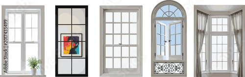 Foto Modern residential window styles collection featuring various frames black white