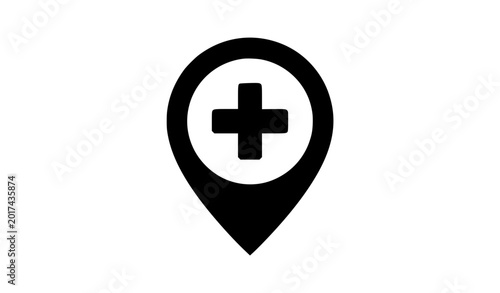 Free Download Hospital location pin vector icon medical cross map marker isolated illustration - GFXLoad
