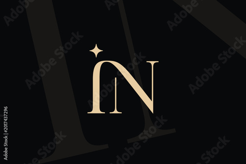IN or NI letter logo icon design. Classic style luxury initials monogram.