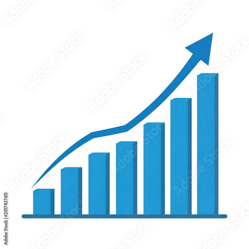Free Download Growing bar chart with upward trend arrow illustration - GFXLoad