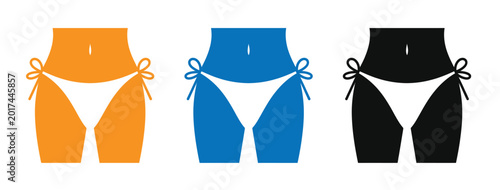 Bilde på lerret Colorful bikini bottoms icon set in orange blue and black vector illustration
