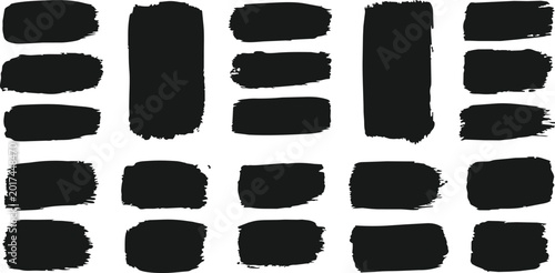 Foto Black Brush Stroke Collection Paint Swash Banner Set Grunge Ink Brush Marks Hand