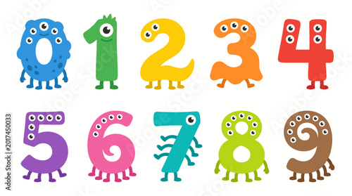 Photos Colorful cartoon numbers with monster designs.