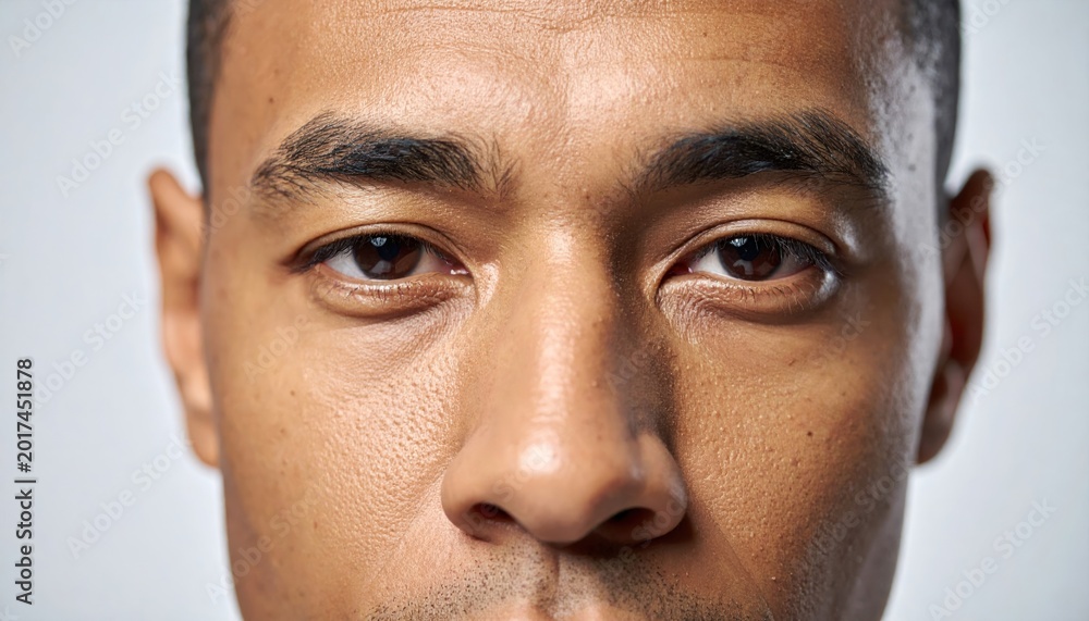 Fototapeta premium Close-up Portrait of a Young Mans Face with Intense Eyes.