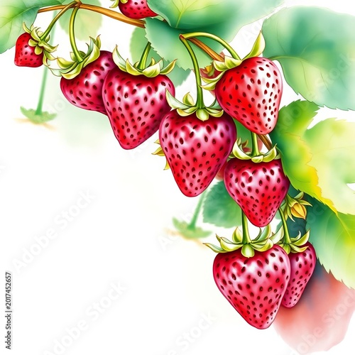 Watercolor illustration of dewberries growing on a vine, berries, watercolor