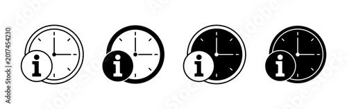 Foto Clock and Information Symbols for Time Notice and Schedule Communication