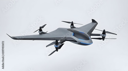 Advanced VTOL Aircraft with Multiple Rotors in Flight.