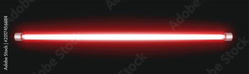 Bilde på lerret Red glowing neon tube isolated on black background