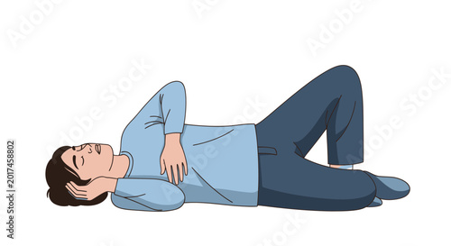 Foto Man Relaxing Lying Down, Peaceful Rest, Casual Comfort, White Background
