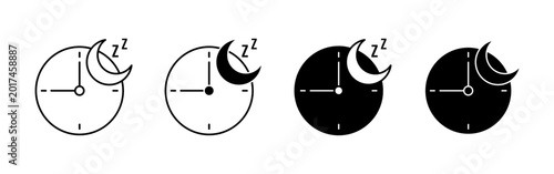 Valokuva Clock and Crescent Moon Sleep Time Symbols for Night Schedule and Bedtime Remind