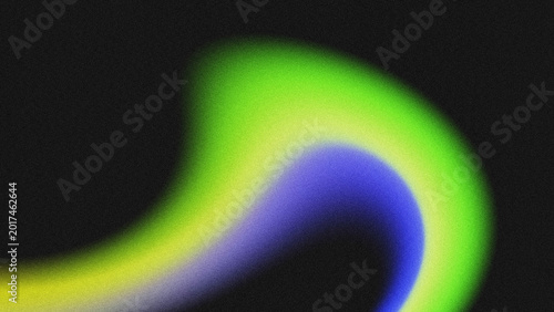 Tableau sur toile Abstract grainy gradient background featuring a smooth, fluid green-to-blue swirl with subtle yellow undertones on a dark black backdrop