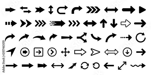 Arrow vector icon for web and app navigation, minimal black pointer symbol set