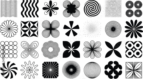 Φωτογραφία Geometric pattern illustrations with abstract black-and-white symmetrical vector