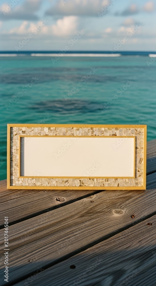 Fototapeta premium Tropical Beach Frame Displays Empty Space by Clear Water