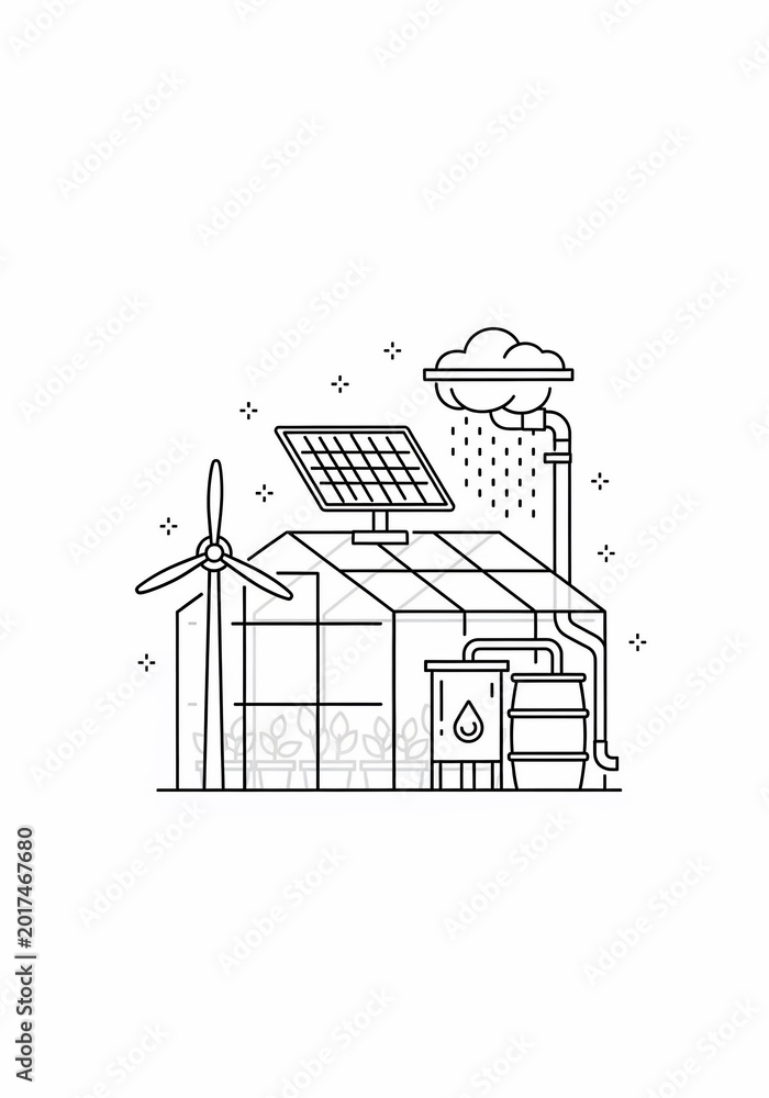 Fototapeta premium Eco-Haven: Sun, Wind, and Rain's Embrace
