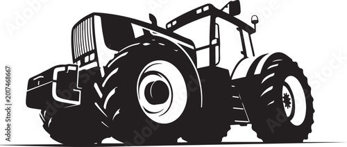 Tractor, black, vector, illustration, farm, agriculture, equipment, vehicle, icon, silhouette
