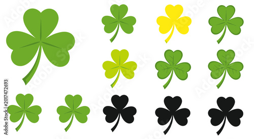 Foto Shamrock Collection: Green, Yellow, Black Clover Icons