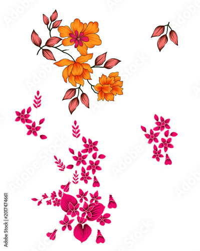 FLORAL FLOWERS WITH WHITE BACKGROUND