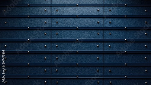 Dark Blue Industrial Metal Wall with Rivets Pattern.