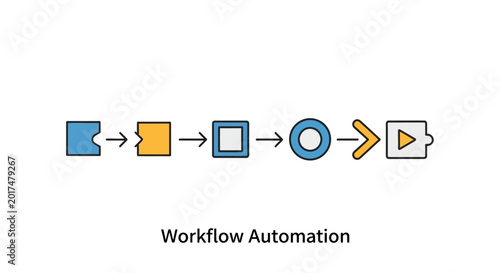 Workflow Automation Process Flowchart Icons.