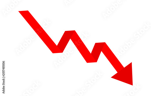 Fotografía Downside arrow, declining red Point on transparent background