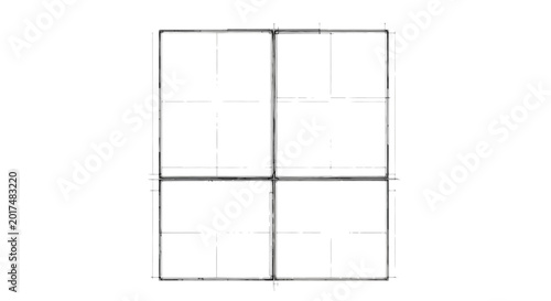 Obraz na płótnie Minimalist geometric grid vector illustration, simple black line square frame la
